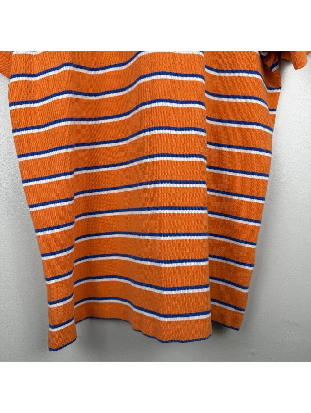 Polo Ralph Lauren Shirt Mens Large Orange Blue White Striped Short Sleeve Vtg L
